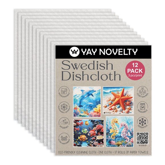 12-PK Eco-Friendly Swedish Dishcloths For Kitchen - Paper Towel Alternative - Picture 3 of 4